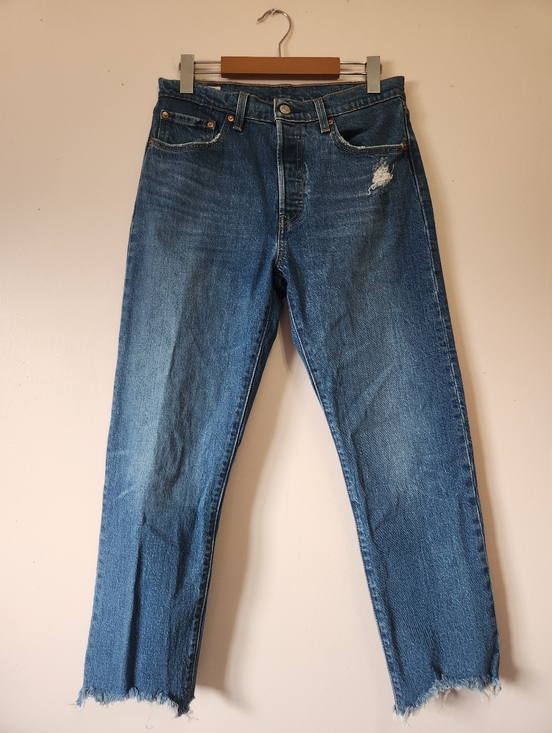 Levi's Denim - Levi's 501 Original Cropped Jeans 28 Charleston Fun Blue High Rise Button Fly